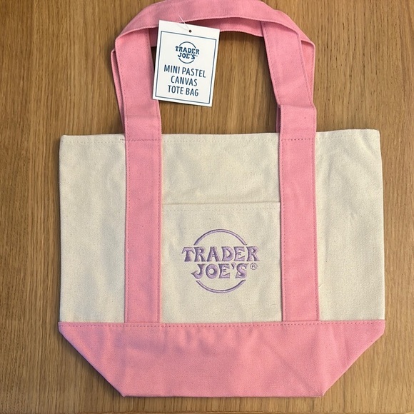 Urban Outfitters Handbags - Trader Joe’s Pink Pastel Mini Canvas Tote Bag 🩷